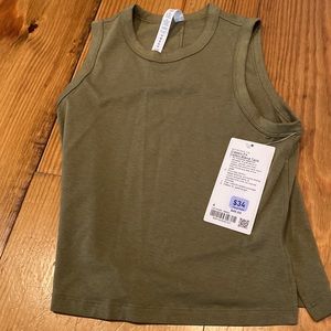 Lululemon tank top, muscle tee, olive green, 4 new with tags